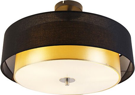 Moderne Deckenleuchte schwarz mit gold 50 cm 3-flammig - Drum Duo