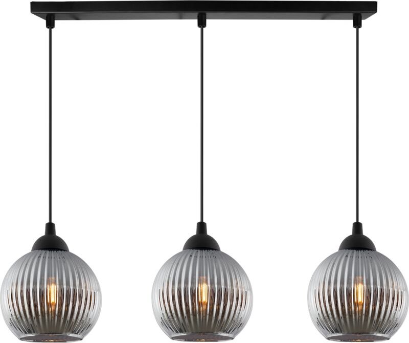 Riffle Schwarze Hängelampe 3 Flache Graphitform Kugel E27