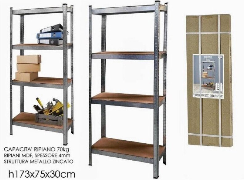 Trade Shop Traesio - Trade Shop - verzinktes metallregal 4 böden bis 240KG rostfrei 173 x 75 x 30 cm -