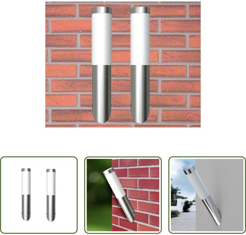 vidaXL Außenbeleuchtung - Außenwandleuchten 2 Stk. Edelstahl