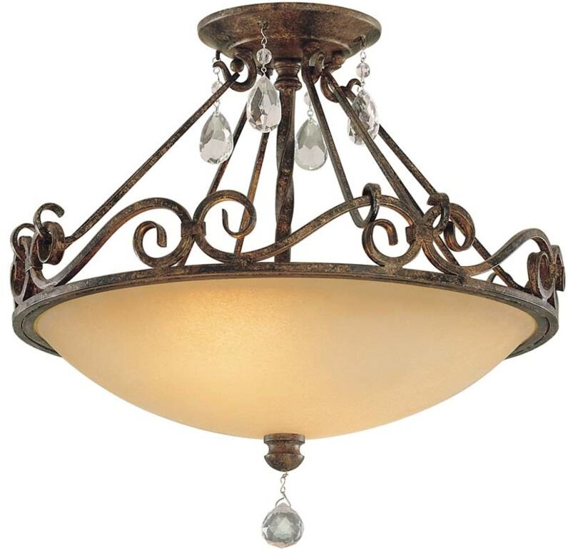 Thumbnail - Feiss - Deckenleuchte Lampe Wohnzimmerleuchte Kristall Glas Stahl bronze 2-Flammig E27