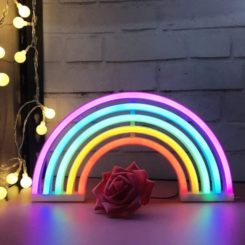 Ersandy - Regenbogen-LED-Neonschilder, bunte Kunst, Neonlampe, Nachtlichter, Innenwanddekoration für Zuhause, Party, Geb...