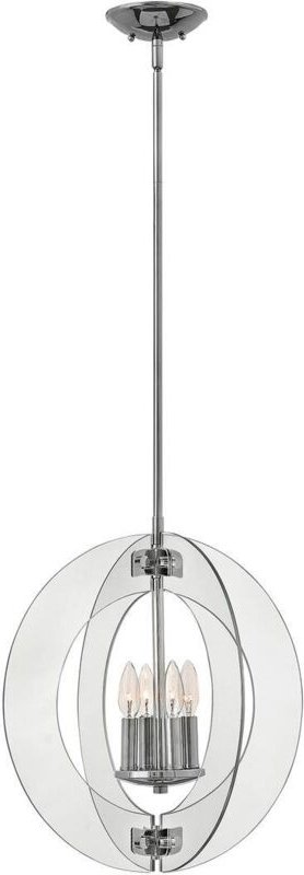 Spherical Hanging Pendant Light 4x E14 Polished Chrome Kugelförmige Hängeleuchte 4x E14 Chrom poliert