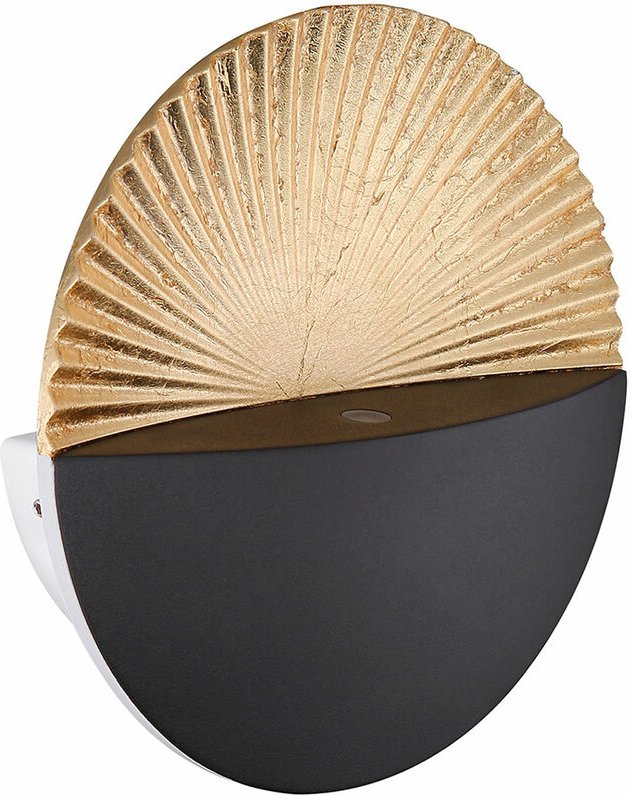 Wandleuchte Wandlampe Designleuchte Wohnzimmer schwarz gold Wandlampe rund im Muscheldesign , Metall, 1x LED 6 Watt 94 L...