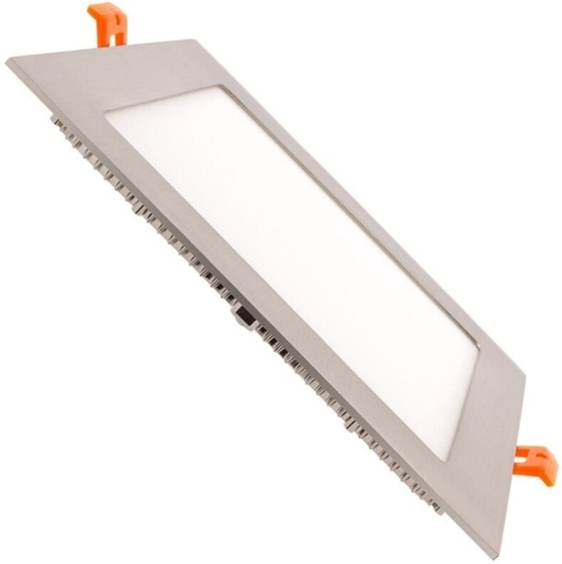 Efectoled - led Einbaustrahler flach 18W Eckig SuperSlim Ausschnitt 205x205 mm Silber 3000K Warmweiß