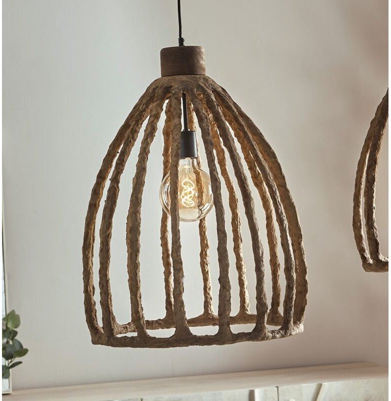 Akil Deckenlampe aus braunem Pappmaché, 64 cm, 48 x 64 cm