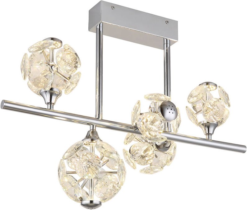 Globo Lighting - Deckenleuchte Deckenlampe Schlafzimmerleuchte Glas Kristall led chrom l 61 cm