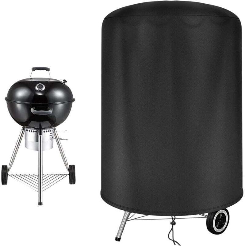 Runde, wasserdichte Grillabdeckung für Weber-Grills, aus UV-beständigem Oxford-Gewebe, mit winddichtem Seitengurt, schwa...