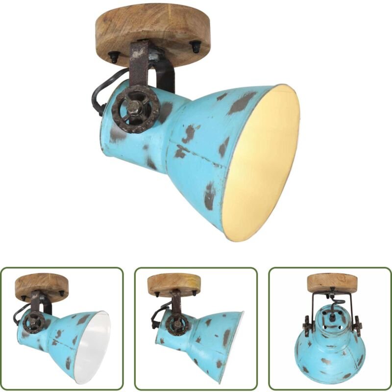 vidaXL Holzlampe - Wandleuchte 25 W Blau 11,5x11,5x25 cm E27