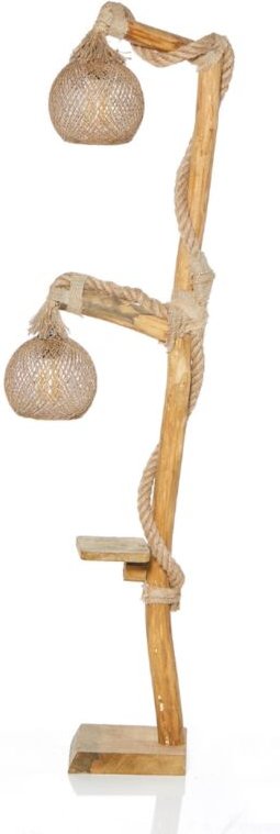 Stehtisch aus Holz und Seilen mit Rand ALEX