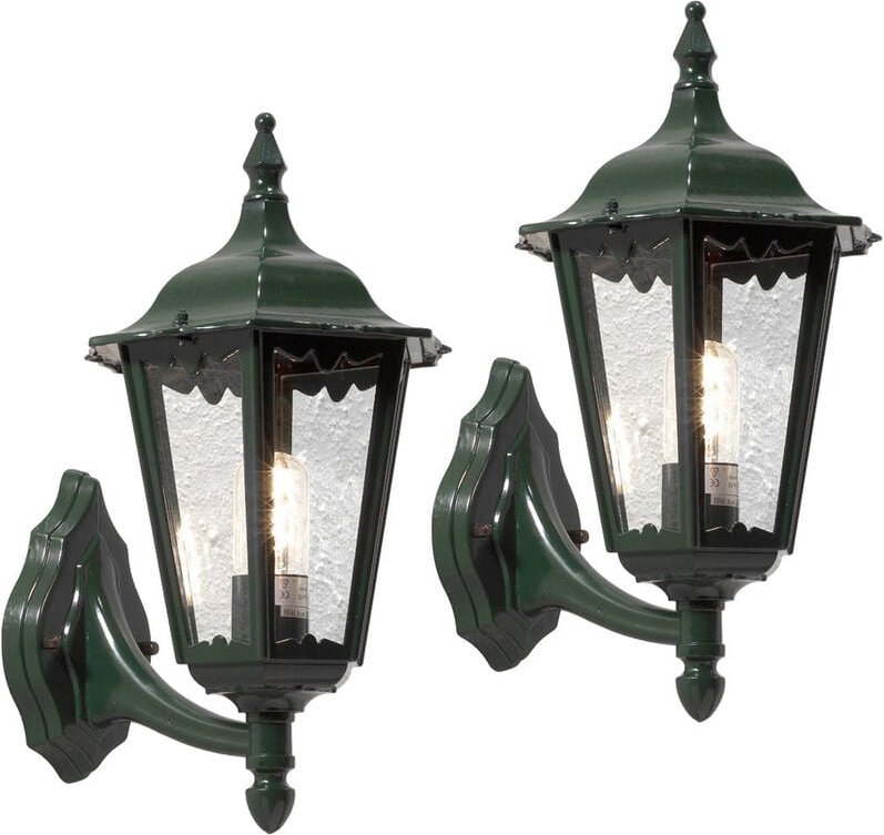 2er-Set Wandleuchte FIRENZE, vierstrebig, E27, Aluminium grün