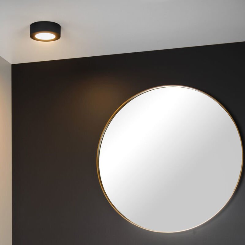 Brice-led - Deckenleuchte Badezimmer - ø 11,7 cm - led Dim. - 1x8W 3000K - IP44 - Schwarz - Lucide