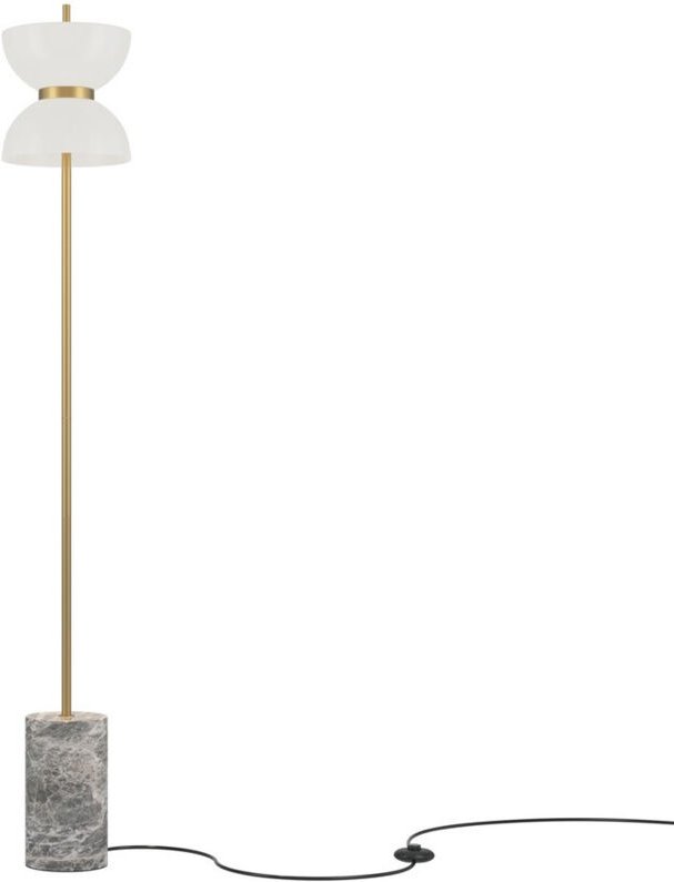 Maytoni Kyoto Moderne Stehlampe Gold und Grau 3000K 1300lm Weißer Schirm
