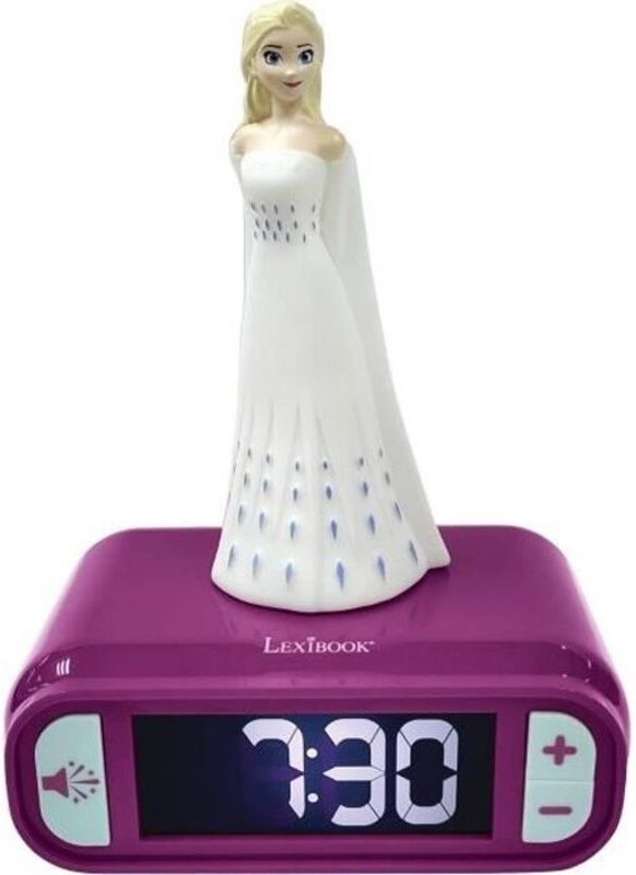 Les Tendances - Disney Frozen Wecker mit Nachtlicht und 3D-Sounds Elsa und Anna