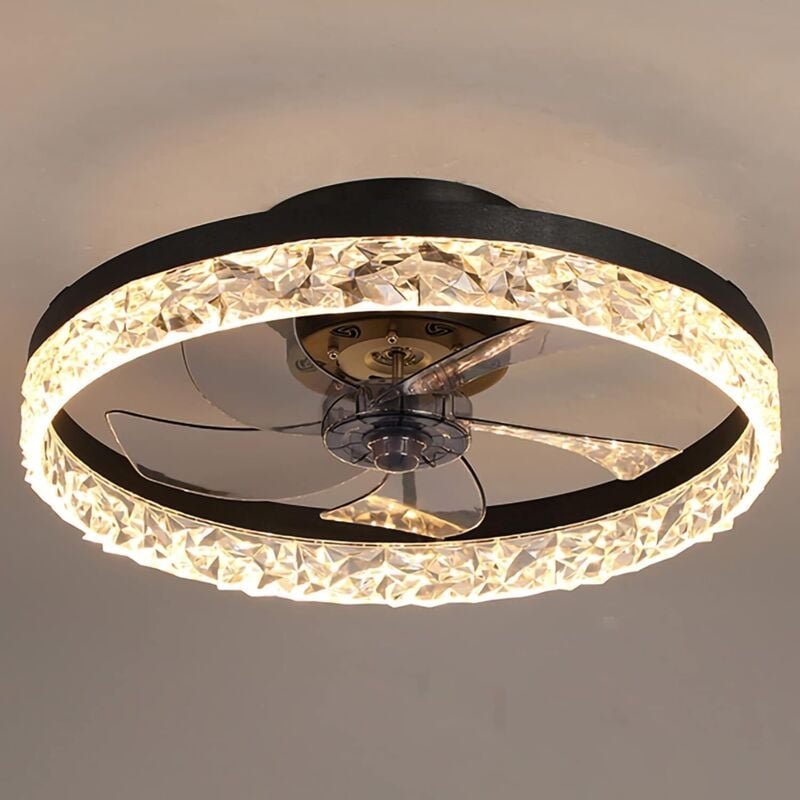 Thumbnail - 50cm Deckenventilator mit Licht, dimmbare LED, 6-Stufen-Timer, mit Fernbedienung, schwarz