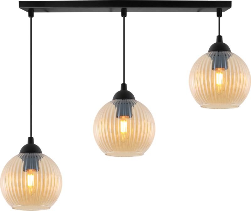 Riffle Schwarze Hängelampe 3 Flache Honigschirme Kugel E27
