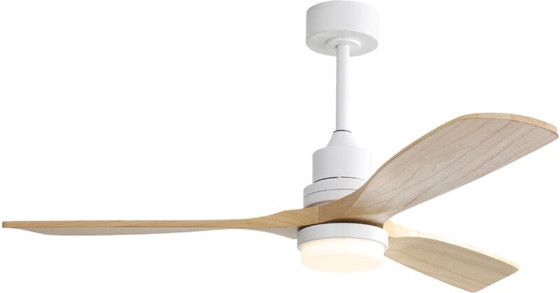 132 cm Deckenventilator mit einstellbarer LED, 6-Gang-Fernbedienung, Gleichstrommotor, 3 Holzflügeln