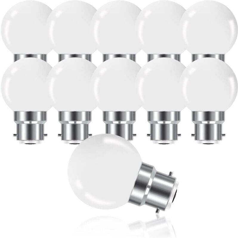 Lot de 10 Ampoules LED B22 3W Mini Globe G45 Blanc Chaud 3000K 280LM Non Dimmable Classe Énergétique G
