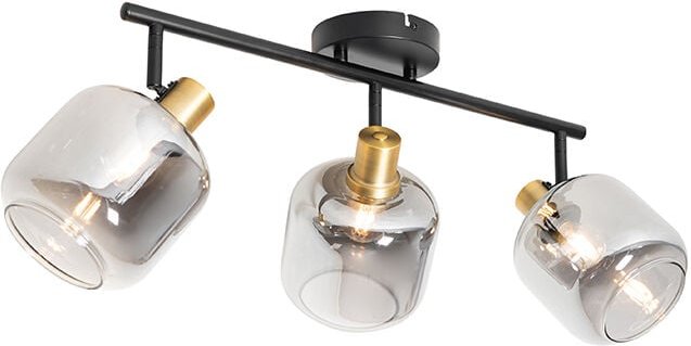 Deckenspot schwarz mit Rauchglas länglich 3-flammig - Zuzanna