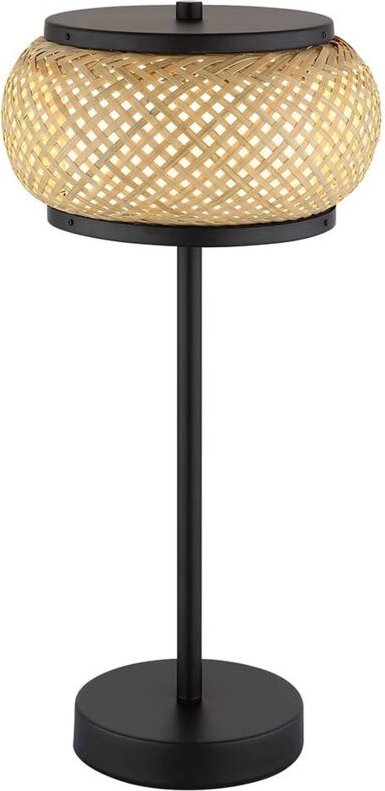 Tischleuchte Beistelllampe Leselampe schwarz Bambus CCT LED Memoryfunktion H 46 cm
