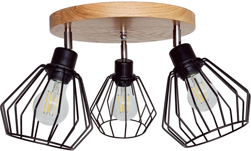 DIANA Hängeleuchte, Loft-Kronleuchter, Holz, EICHE, 3x Diamant, STILVOLLE