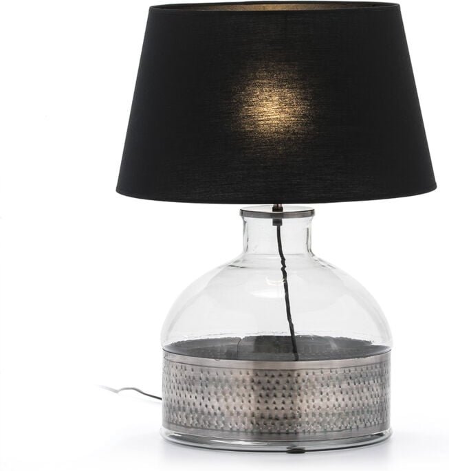 Tischlampe 33X33X40 Glas/Silberfarbenes Metall/Ohne Schirm