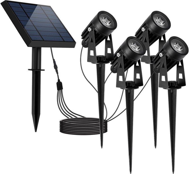 4-in-1 3000K Solar-Flutlicht für den Außenbereich, wasserdichte IP65-Solarlampe für den Außenbereich, Solarlicht mit für...