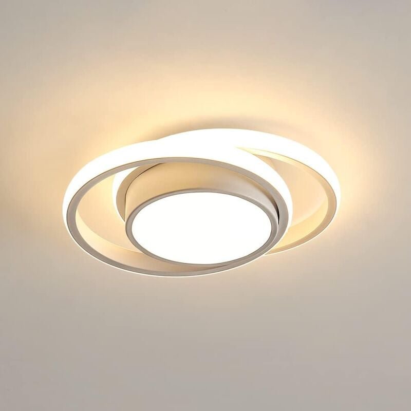 Goeco - LED-Deckenleuchte Moderner Weißer, Doppelte Kreisform, 32W 3000LM Warmweiß 3000K für Schlafzimmer Flur Küche Bal...