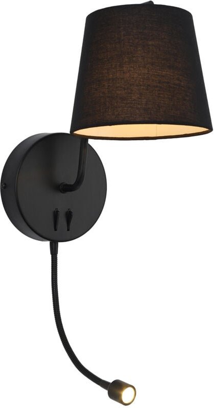 Wandleuchte Kuomba mit Flexible LED-Leseleuchte Schwarz