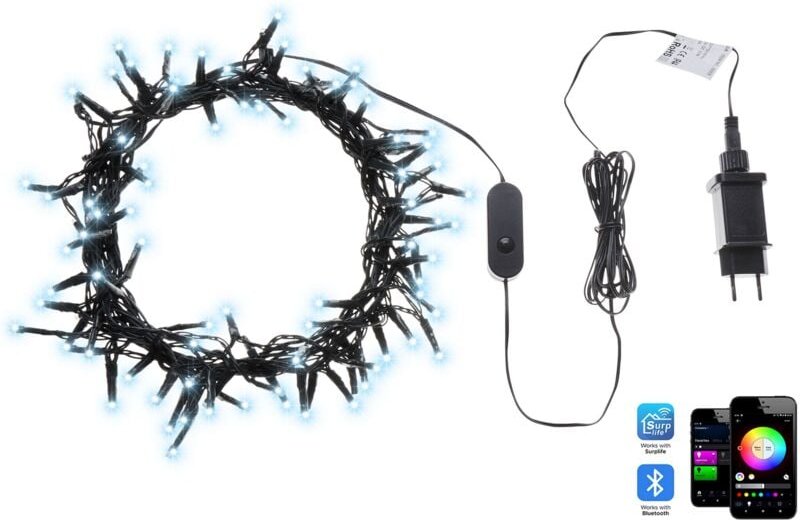 Thumbnail - Led Lichterkette Bunt pvc 1350 cm 100 Lichter rgb Farbwechsel mit App-Steuerung Timer Schalter Indoor und Outdoor für We...