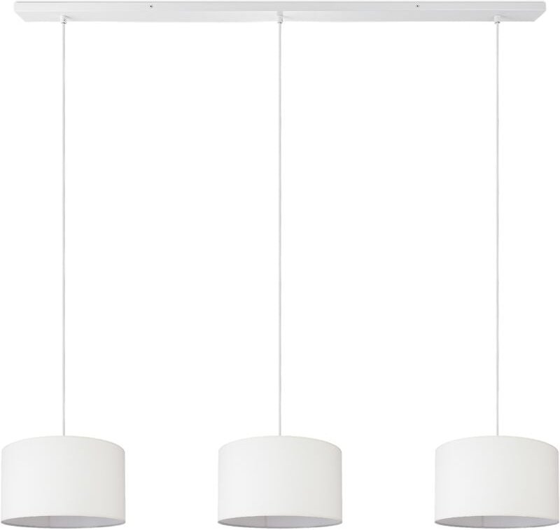 Pendellampe Wohnzimmer Deckenleuchte Stoff Lampenschirm Modern Einfarbig Rund Weiß (Ø28cm), Pendelleuchte-Weiß - Typ 2 -...