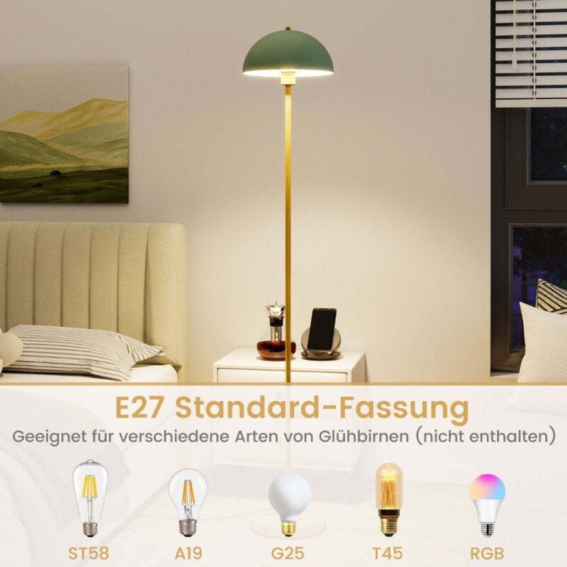 Northix - Stehleuchte wohnzimmer 163cm e27 fassung stehlampe mit bruchsicherem lampenschirm