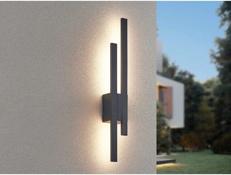 Trio Leuchten - Flache led Außenwandleuchte tawa in Anthrazit - indirekte Wandbeleuchtung