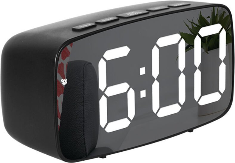 Noir RéVeil NuméRique Intelligent de Chevet, Horloge de Bureau usb de Voyage à led avec RéPéTition de TempéRature de Dat...