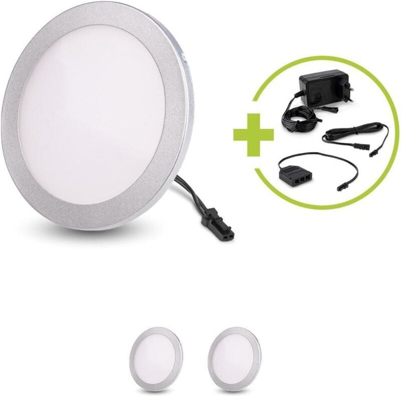 LED Mini Panel rund 3W 12V IP20 Ø100mm - Lichtfarbe: Neutralweiß 4000K - Anzahl: 3x