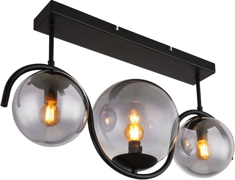 Globo - deckenleuchte - Porry - schwarz - glas rauchglas -