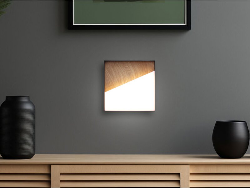 Eco-light - Akku Wandleuchte meg dimmbar für Innen & Außen zum Kleben, Holzoptik, 15cm