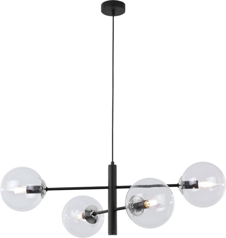 Vicenza Hängelampe Schwarz Chrom 4 Flache Klarlampe E14