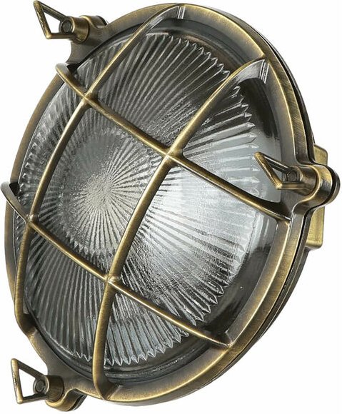 Licht-erlebnisse - Wandleuchte außen ø 21 cm Glas Echt-Messing Außenlampe Wand Terrasse