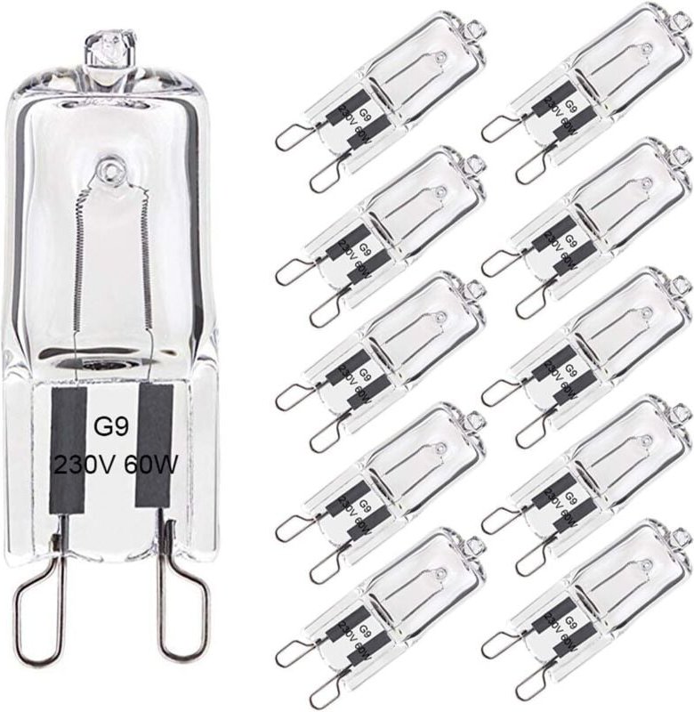 Halogenlampe G9, 60 W, warmweiß, 2800 K, 680 lm, 230 V, dimmbar, Halogen-Kapsel-Glühlampe, 10 Stück