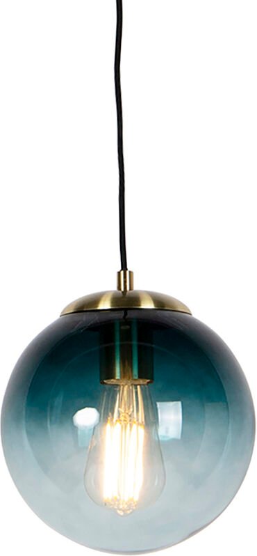Schicke Hängelampe aus Messing mit ozeanblauem Glas 20 cm inkl. wlan ST64 - Pallon