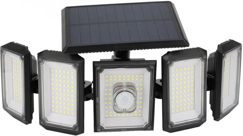 300-LED-Solar-Außenleuchte mit Bewegungsmelder, Garagenwandleuchte mit Fernbedienung, IP65 wasserdicht, 2er-Pack, DUBUNS