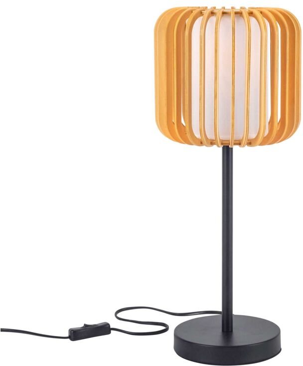 Viva sobremesa en negro y madera clara para bombilla E27