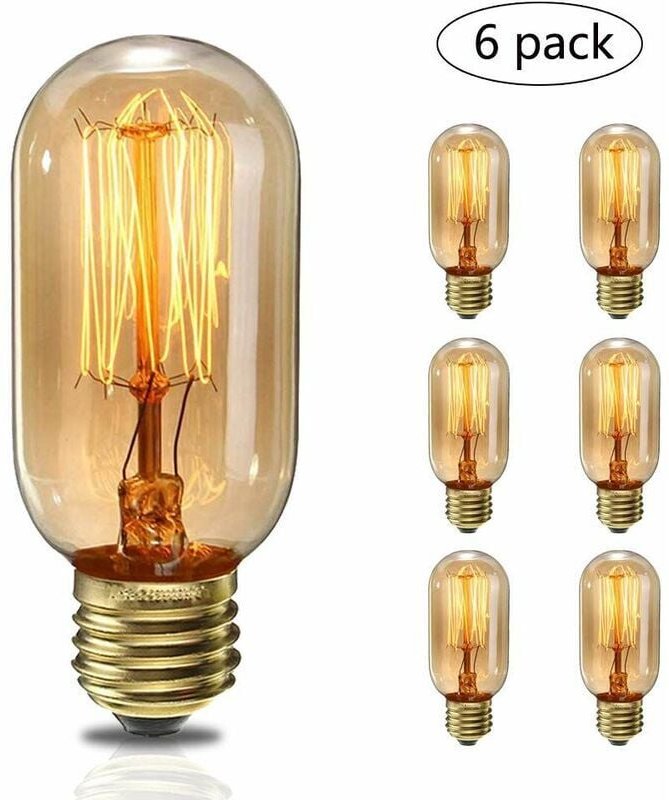6er-Pack Vintage-Edison-Glühbirnen, 40 W, warmweißes Licht, E27 T45, 220 V