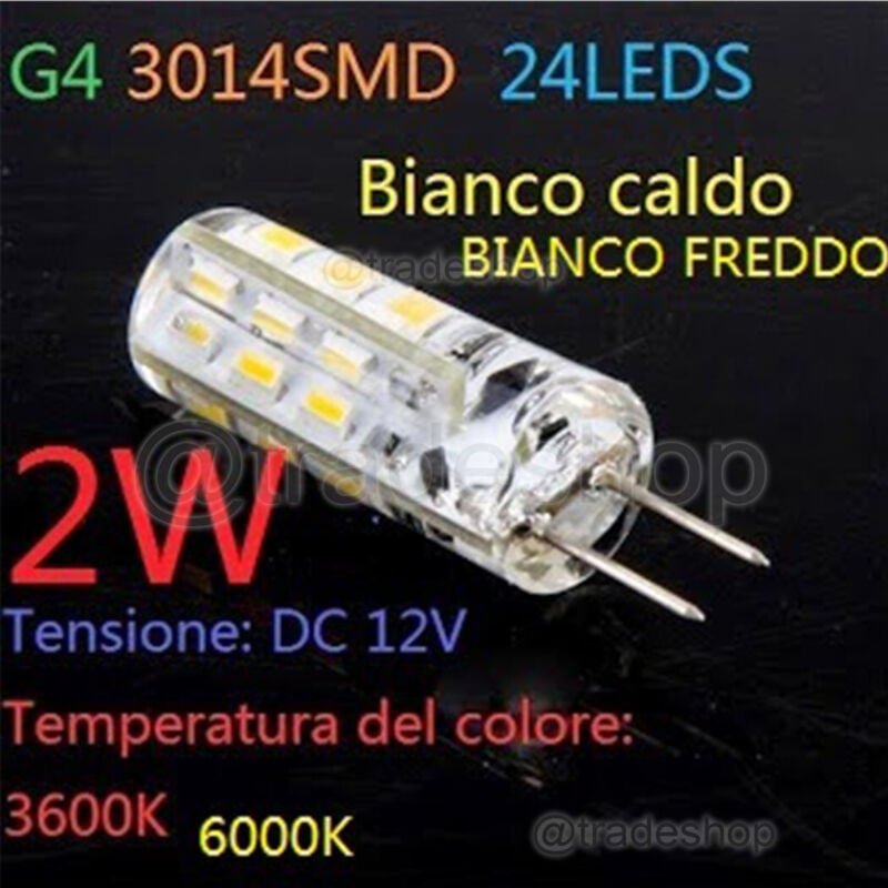 Trade Shop Traesio - Trade Shop - G4 24 led smd 3014 2W Warmweiß Licht dc 12V Scheinwerfer Lampe -