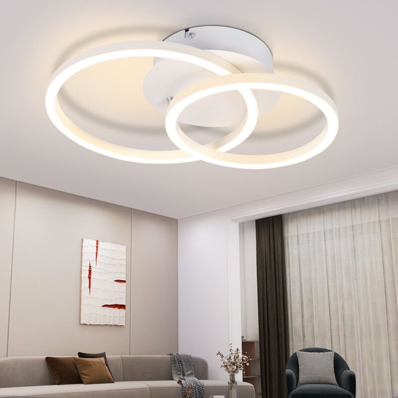 LED Deckenleuchte Deckenlampe Schlafzimmer -GBLY 2 Ringe Weiß Drehbar Wohnzimmerlampe Moderne Runde Design Schlafzimmerl...