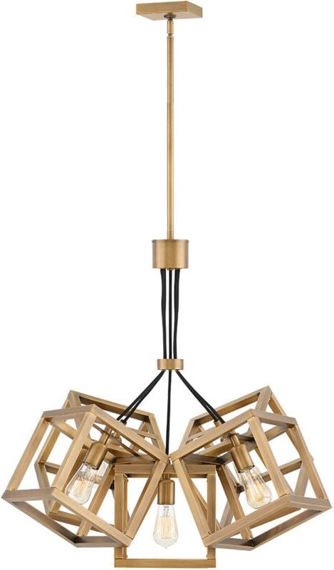 Ensemble Hinkley Fredrick Ramond 5-Licht-Anhänger aus gebürsteter Bronze