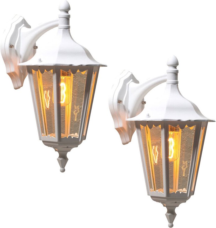 Konstsmide - 2er-Set Wandleuchten firenze, sechsstrebig, E27, Aluminium weiß