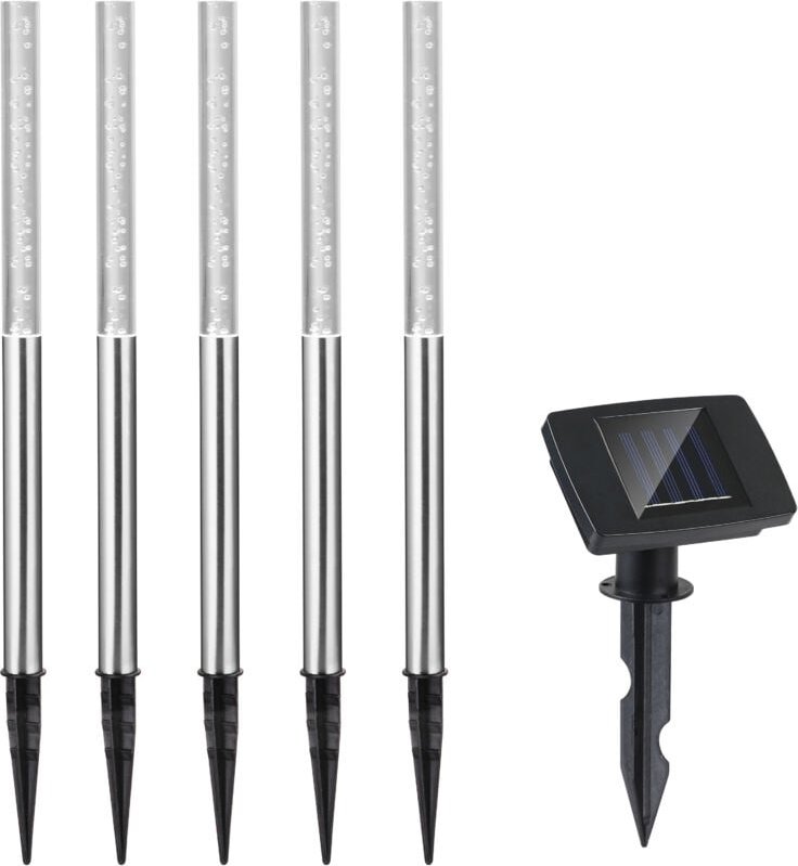 Monzana® Solarlampe Außen 5er Set led Wetterfest IP44 Solar Sensor Erdspieß Edelstahl Außenbeleuchtung Solarleuchte Gart...
