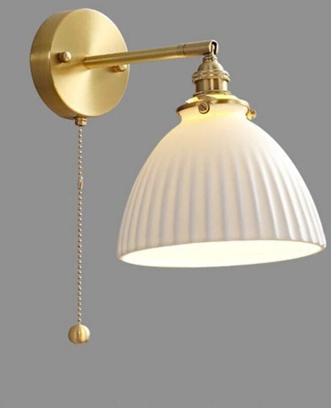 Nordische Keramik-Wandleuchten, Messing-Innenwandlampe, einfache weiße Nachttischlampe für Schlafzimmer, Badezimmer, Woh...